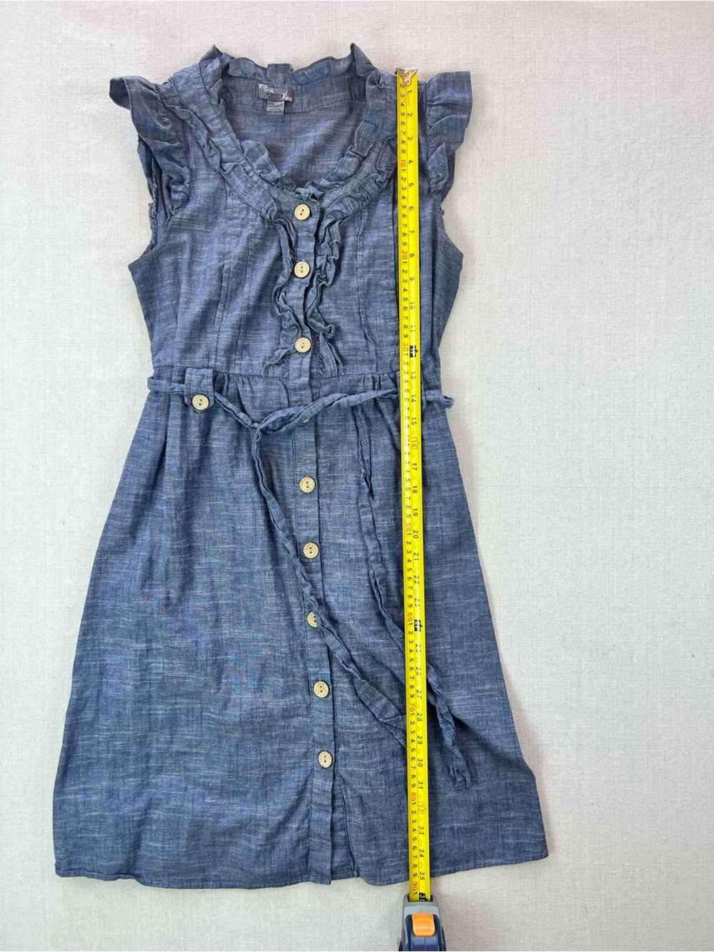Women’s Classic Breezy Timeless Sleeveless Button-Up Denim Chambray Dress - M - Picture 8 of 8